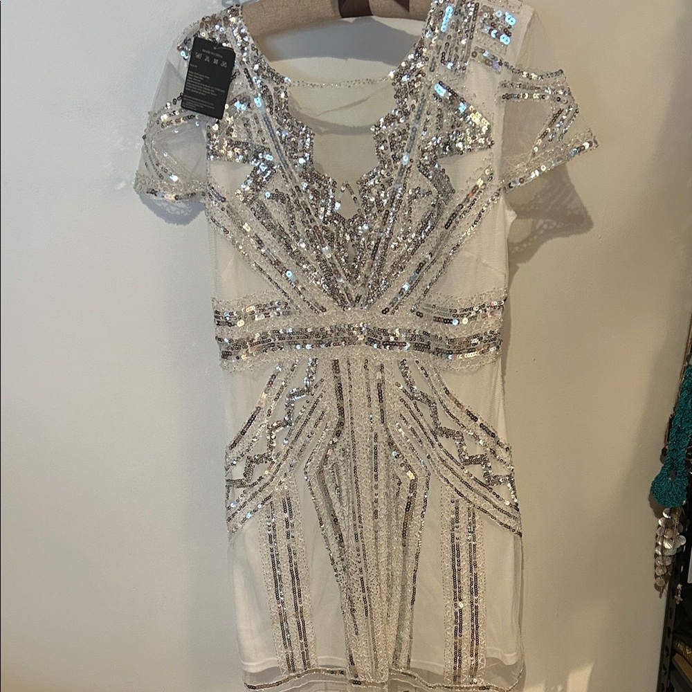 Dazzling Silver Sequin Mini Dress